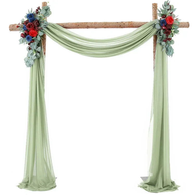 1pc White Wedding Arch Draping Fabric 75X600CM Chiffon Fabric Drape Drapery Sheer Backdrop Reception Swag Wedding Ceremony Decor - Slobuy