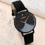 1pc Women Quartz Watch With Qpc Heart Bracelet Fashion Casual Round Pointer Quartz Watch Dainty Black Heart Bracelet Set - Slobuy