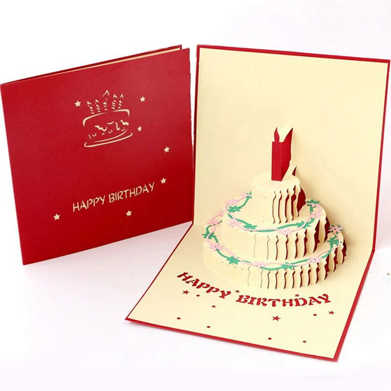 1pcs 3D Pop Up Greeting Cards With Envelope Laser Cut Post Card For Birthday Christmas Valentine' Day Party Wedding Decoration - Slobuy