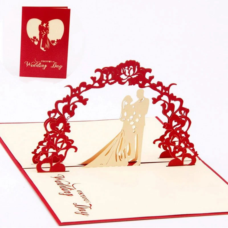 1pcs 3D Pop Up Greeting Cards With Envelope Laser Cut Post Card For Birthday Christmas Valentine' Day Party Wedding Decoration - Slobuy