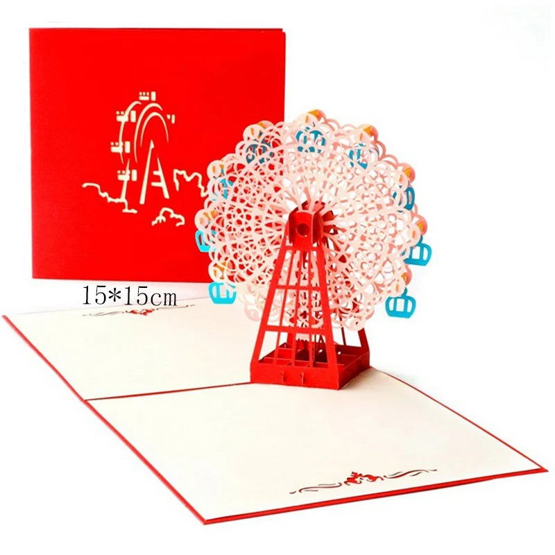 1pcs 3D Pop Up Greeting Cards With Envelope Laser Cut Post Card For Birthday Christmas Valentine' Day Party Wedding Decoration - Slobuy