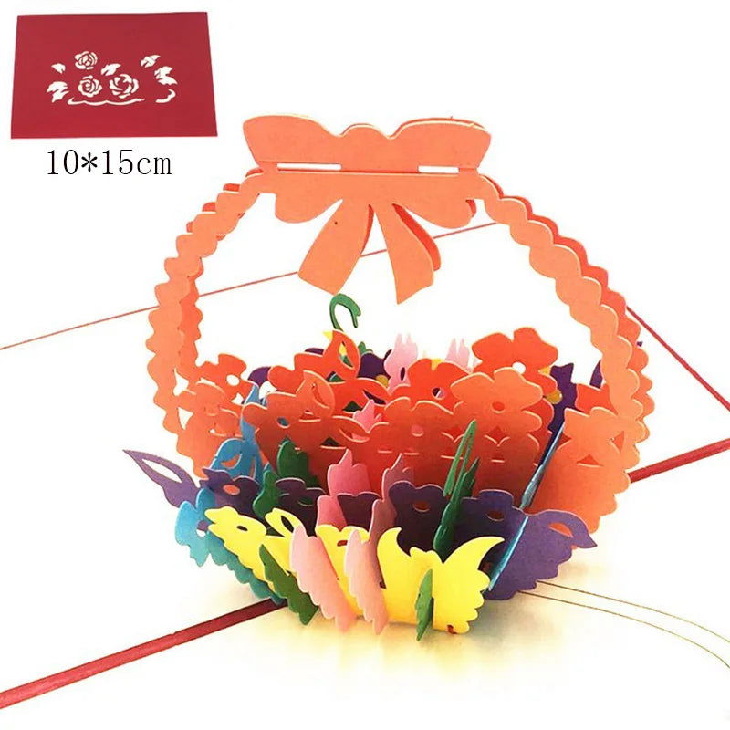 1pcs 3D Pop Up Greeting Cards With Envelope Laser Cut Post Card For Birthday Christmas Valentine' Day Party Wedding Decoration - Slobuy