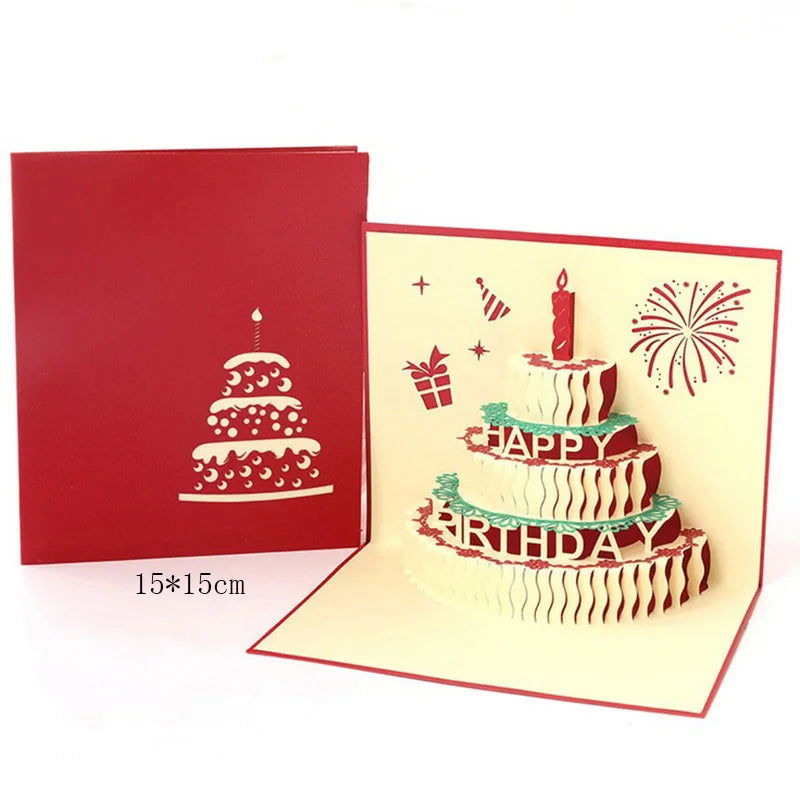 1pcs 3D Pop Up Greeting Cards With Envelope Laser Cut Post Card For Birthday Christmas Valentine' Day Party Wedding Decoration - Slobuy