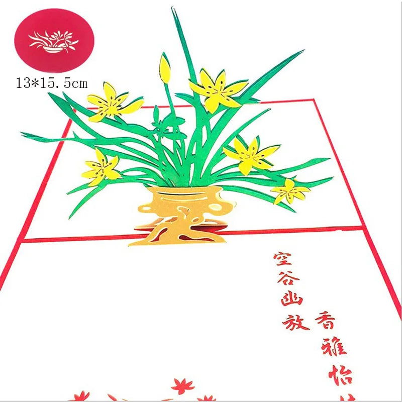 1pcs 3D Pop Up Greeting Cards With Envelope Laser Cut Post Card For Birthday Christmas Valentine' Day Party Wedding Decoration - Slobuy
