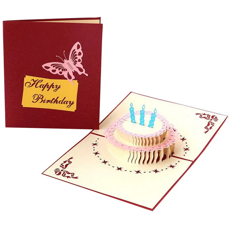 1pcs 3D Pop Up Greeting Cards With Envelope Laser Cut Post Card For Birthday Christmas Valentine' Day Party Wedding Decoration - Slobuy