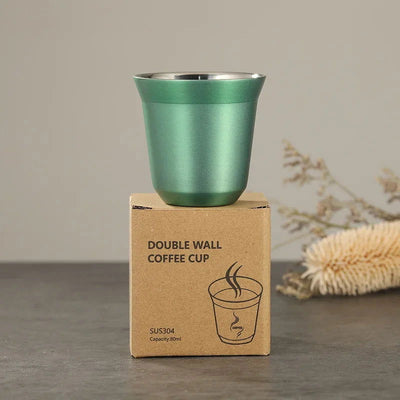 1pcs 80ml Mini Coffee Cups High Quality Stainless Steel Double Wall Heat-insulating Coffee Cups Portable Small Drink Cups - Slobuy