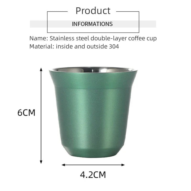 1pcs 80ml Mini Coffee Cups High Quality Stainless Steel Double Wall Heat-insulating Coffee Cups Portable Small Drink Cups - Slobuy