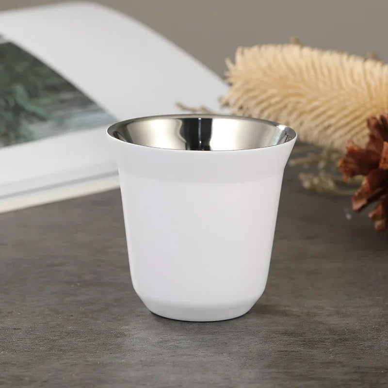 1pcs 80ml Mini Coffee Cups High Quality Stainless Steel Double Wall Heat-insulating Coffee Cups Portable Small Drink Cups - Slobuy