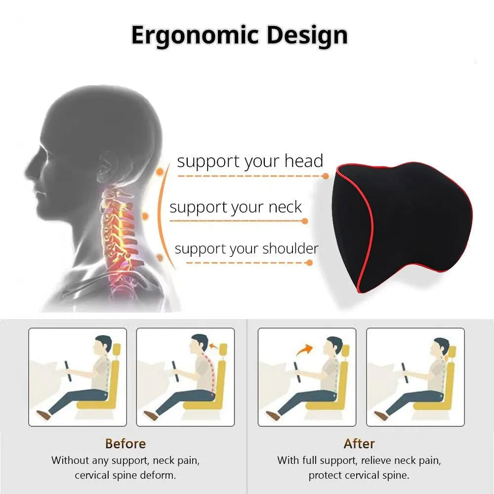 1pcs Car Neck Headrest Pillow Accessories Cushion Auto Seat Head Support Neck Protector Automobiles Seat Neck Rest Memory Cotton - Slobuy