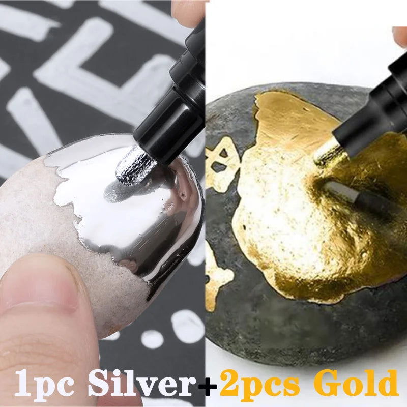 3/1pcs Mirror Marker Pen 2mm DIY Reflective Paint Pens Mirror Markers Chrome Gold SILVER Marker Car Styling Art Craftwork - Slobuy