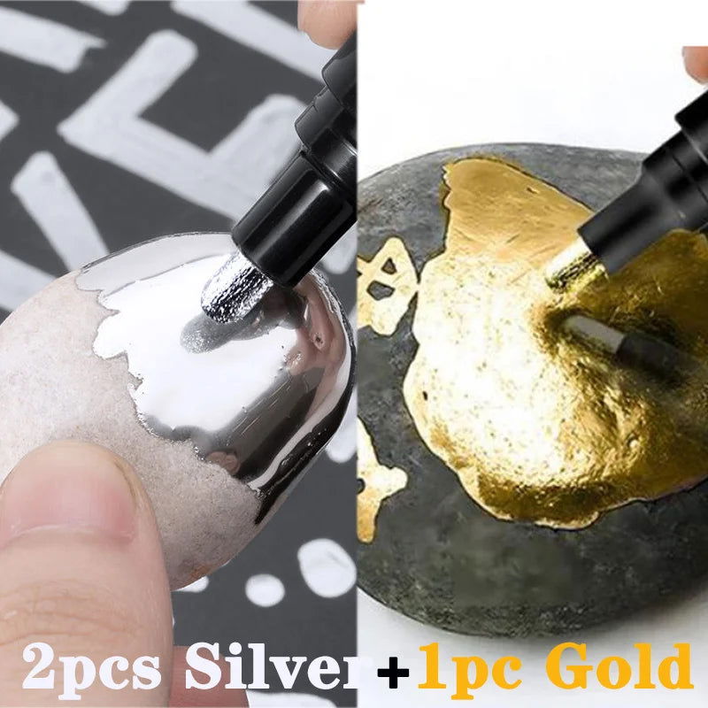 3/1pcs Mirror Marker Pen 2mm DIY Reflective Paint Pens Mirror Markers Chrome Gold SILVER Marker Car Styling Art Craftwork - Slobuy