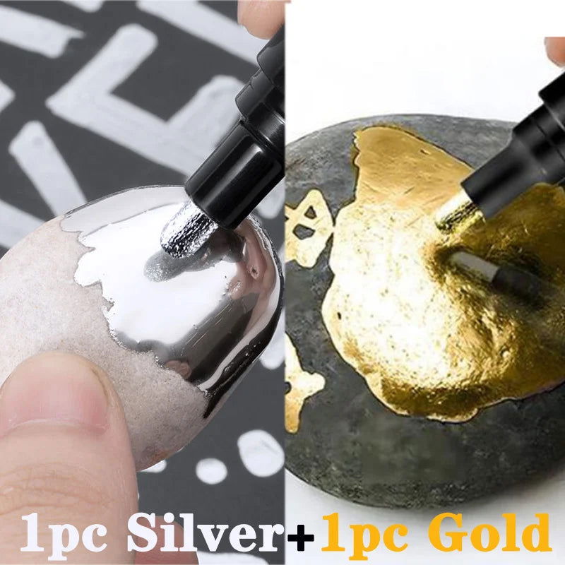 3/1pcs Mirror Marker Pen 2mm DIY Reflective Paint Pens Mirror Markers Chrome Gold SILVER Marker Car Styling Art Craftwork - Slobuy