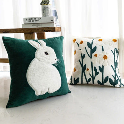 1psc Nordic Small Fresh Sofa Embroidery Pillow Cushion Bedroom Bed Pillowcover Decorative Backrest Flower Pillowcase - Slobuy