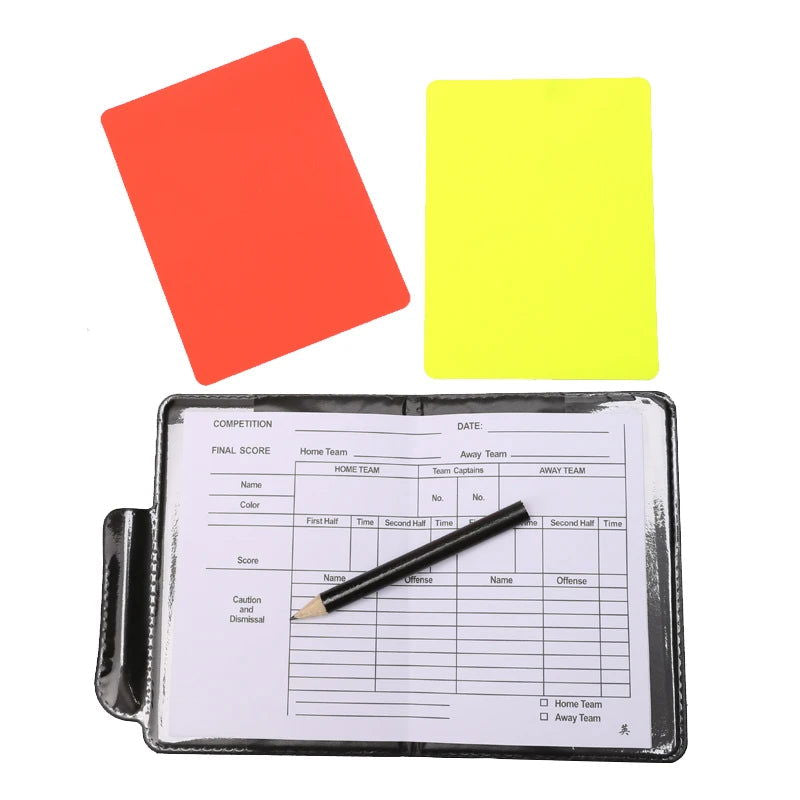 1set Red and Yellow Card  Kit Football Referee Tools With Football Captain Armband Whistle CoinLeather bag Pencil Paper - Slobuy