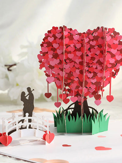 1set Three-dimensional 3D Heart Tree Greeting Card Valentine's Day Cards Valentine's Day Gifts - Slobuy
