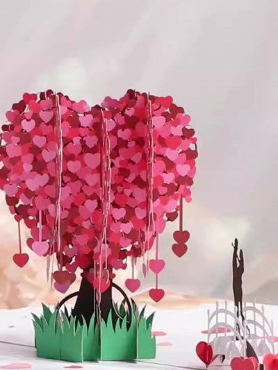 1set Three-dimensional 3D Heart Tree Greeting Card Valentine's Day Cards Valentine's Day Gifts - Slobuy