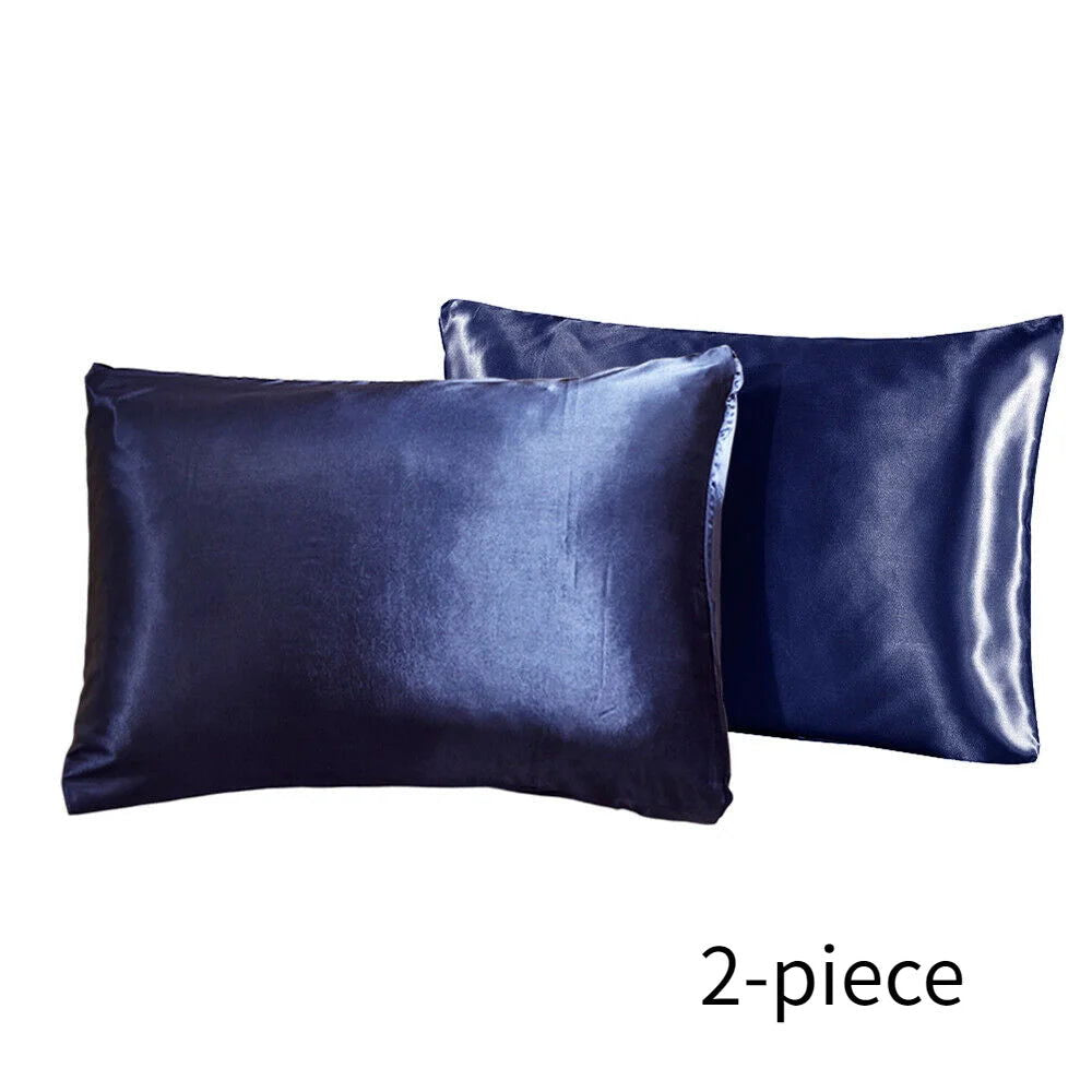 2-piece Pure Emulation Silk Satin Pillowcase Comfortable Pillow Cover Pillowcase For Bed Throw Single Pillow Covers - Slobuy