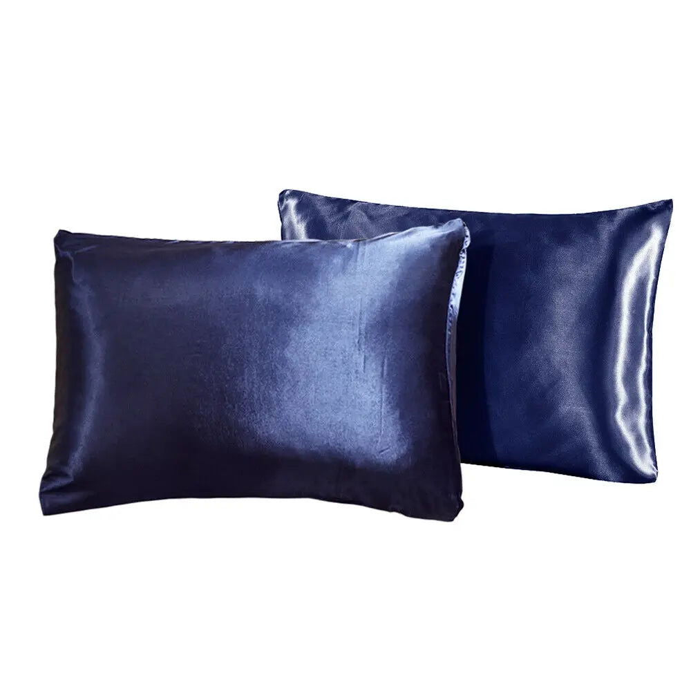 2-piece Pure Emulation Silk Satin Pillowcase Comfortable Pillow Cover Pillowcase For Bed Throw Single Pillow Covers - Slobuy