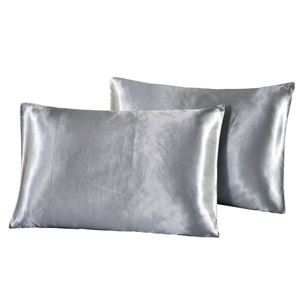 2-piece Pure Emulation Silk Satin Pillowcase Comfortable Pillow Cover Pillowcase For Bed Throw Single Pillow Covers - Slobuy