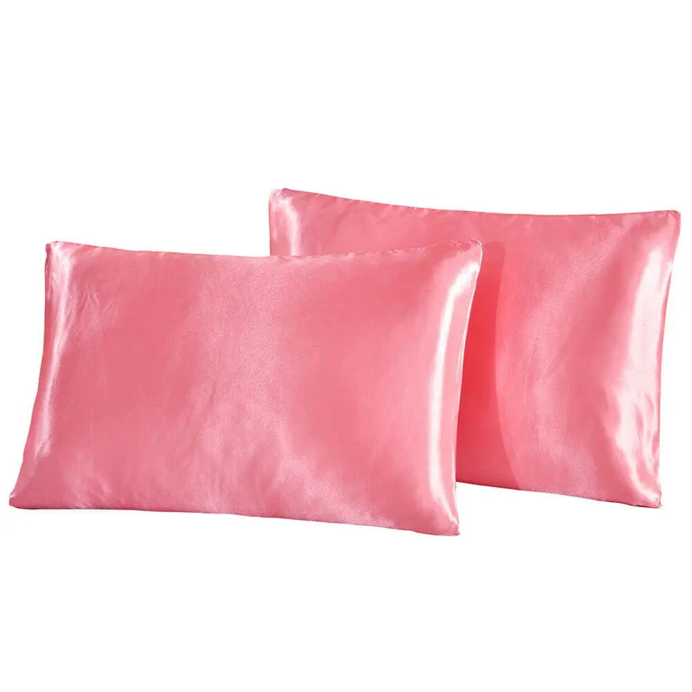 2-piece Pure Emulation Silk Satin Pillowcase Comfortable Pillow Cover Pillowcase For Bed Throw Single Pillow Covers - Slobuy
