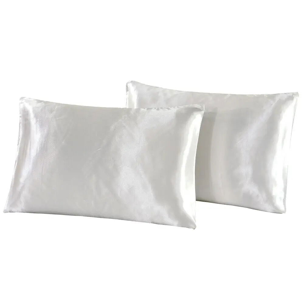 2-piece Pure Emulation Silk Satin Pillowcase Comfortable Pillow Cover Pillowcase For Bed Throw Single Pillow Covers - Slobuy