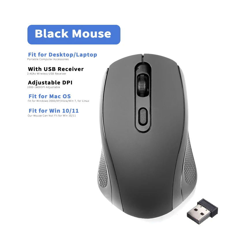 2.4GHz Wireless Mouse Optical Mice with USB Receiver Gamer 1600DPI 6 Buttons Mouse For Computer Laptop Accessories Mouse Gamer - Slobuy