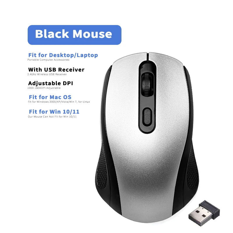 2.4GHz Wireless Mouse Optical Mice with USB Receiver Gamer 1600DPI 6 Buttons Mouse For Computer Laptop Accessories Mouse Gamer - Slobuy
