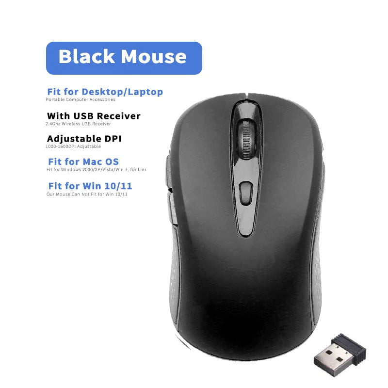 2.4GHz Wireless Mouse Optical Mice with USB Receiver Gamer 1600DPI 6 Buttons Mouse For Computer Laptop Accessories Mouse Gamer - Slobuy