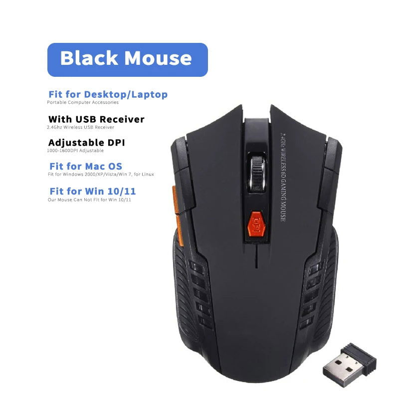 2.4GHz Wireless Mouse Optical Mice with USB Receiver Gamer 1600DPI 6 Buttons Mouse For Computer Laptop Accessories Mouse Gamer - Slobuy