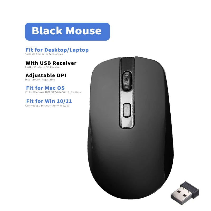 2.4GHz Wireless Mouse Optical Mice with USB Receiver Gamer 1600DPI 6 Buttons Mouse For Computer Laptop Accessories Mouse Gamer - Slobuy