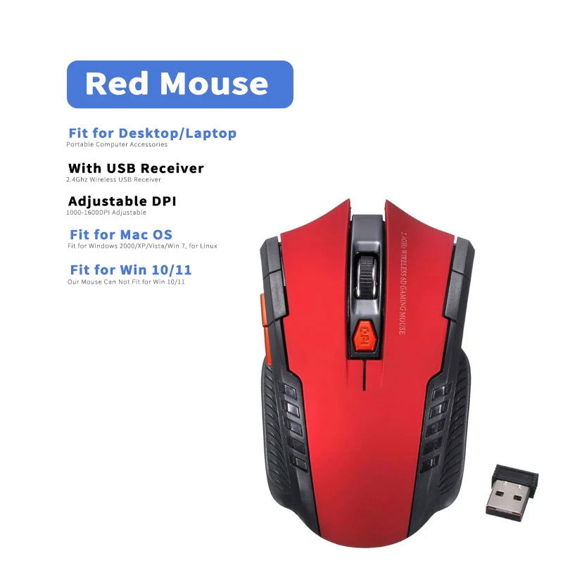 2.4GHz Wireless Mouse Optical Mice with USB Receiver Gamer 1600DPI 6 Buttons Mouse For Computer Laptop Accessories Mouse Gamer - Slobuy