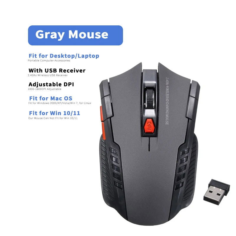2.4GHz Wireless Mouse Optical Mice with USB Receiver Gamer 1600DPI 6 Buttons Mouse For Computer Laptop Accessories Mouse Gamer - Slobuy