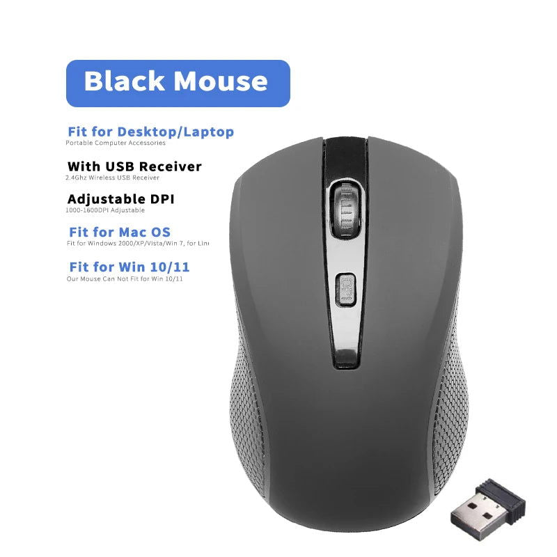 2.4GHz Wireless Mouse Optical Mice with USB Receiver Gamer 1600DPI 6 Buttons Mouse For Computer Laptop Accessories Mouse Gamer - Slobuy