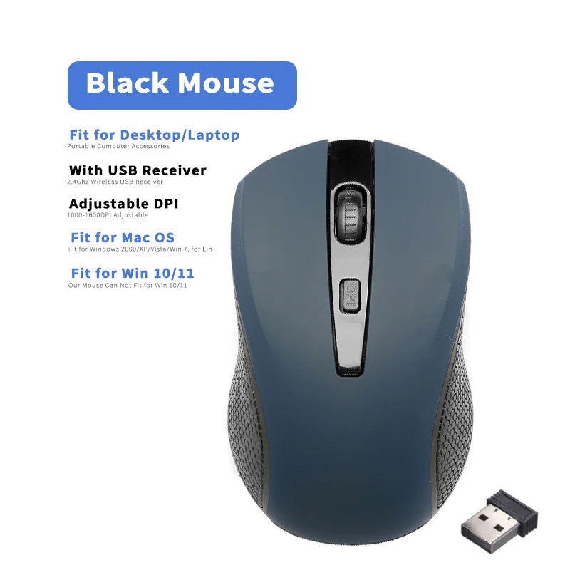 2.4GHz Wireless Mouse Optical Mice with USB Receiver Gamer 1600DPI 6 Buttons Mouse For Computer Laptop Accessories Mouse Gamer - Slobuy
