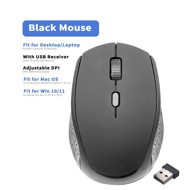2.4GHz Wireless Mouse Optical Mice with USB Receiver Gamer 1600DPI 6 Buttons Mouse For Computer Laptop Accessories Mouse Gamer - Slobuy