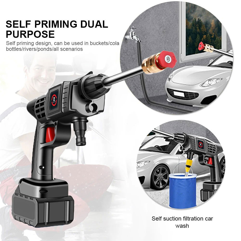 200W 50Bar Cordless High Pressure Car Washer Spray Water Gun 20000mAh Battery Foam Generator Car Washing Machine for Home - Slobuy