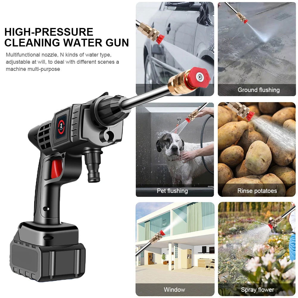 200W 50Bar Cordless High Pressure Car Washer Spray Water Gun 20000mAh Battery Foam Generator Car Washing Machine for Home - Slobuy