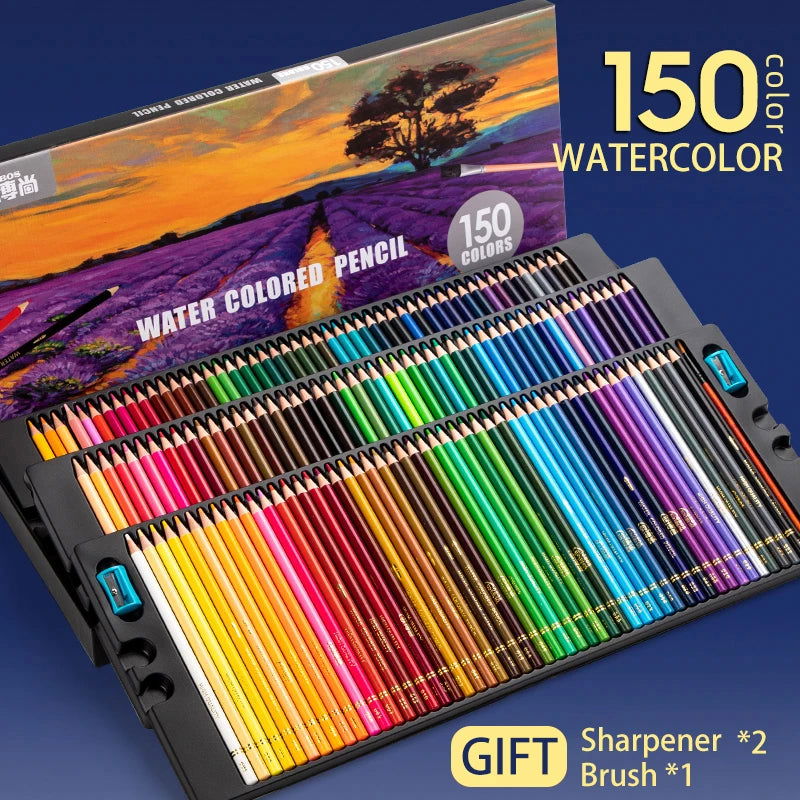 48/72/120/150/200 Colors Professional Colored Pencils Lead Watercolor Drawing Set for Art School Supplies - Slobuy