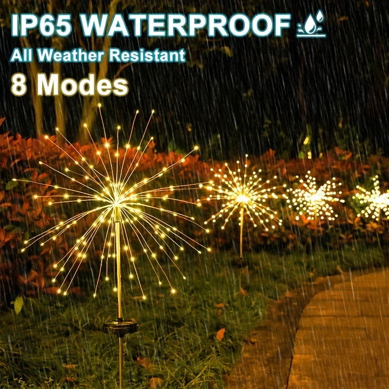 1PC Solar Fireworks Lamp Outdoor Grass Globe Dandelion Flash String Fairy lights 90 /150/200 LED For Garden Lawn Holiday Light - Slobuy