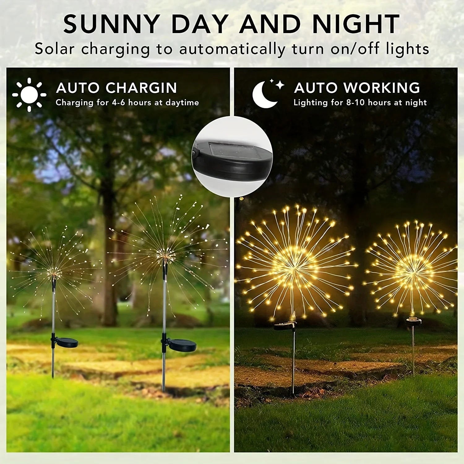 1PC Solar Fireworks Lamp Outdoor Grass Globe Dandelion Flash String Fairy lights 90 /150/200 LED For Garden Lawn Holiday Light - Slobuy