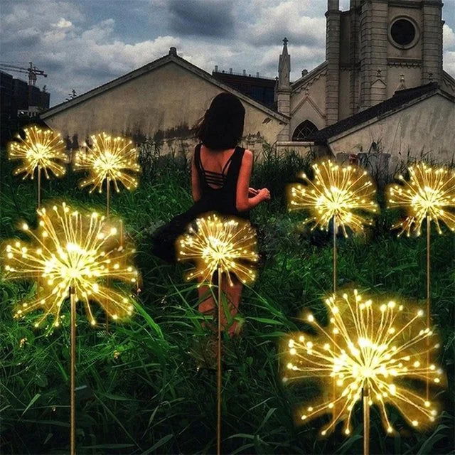 1PC Solar Fireworks Lamp Outdoor Grass Globe Dandelion Flash String Fairy lights 90 /150/200 LED For Garden Lawn Holiday Light - Slobuy