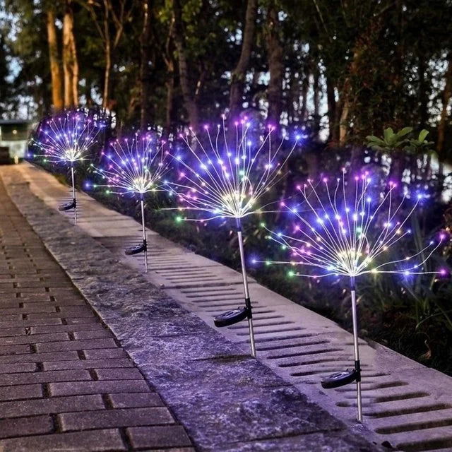 1PC Solar Fireworks Lamp Outdoor Grass Globe Dandelion Flash String Fairy lights 90 /150/200 LED For Garden Lawn Holiday Light - Slobuy