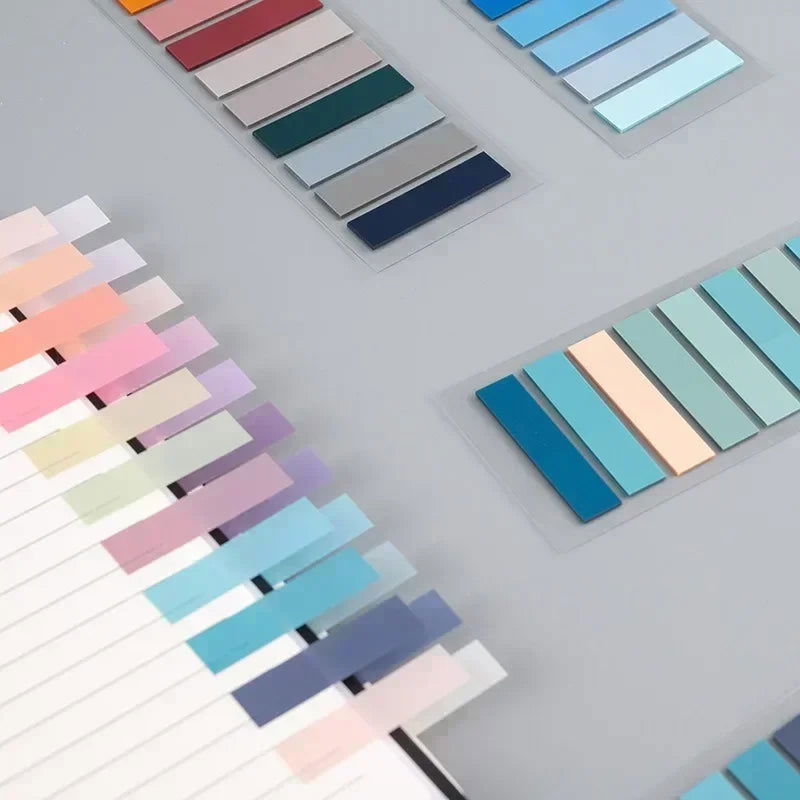 200 Sheets Morandi Transparent Fluorescent Index Tabs PET Flags Memo Sticky Note for Page Marker Planner Stickers Office School - Slobuy