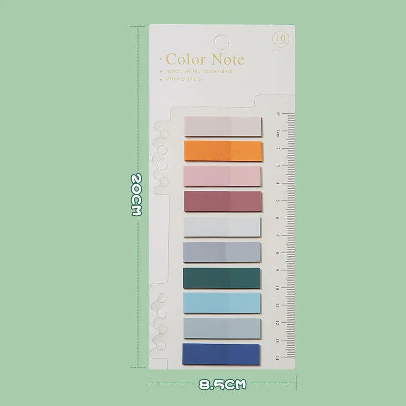 200 Sheets Morandi Transparent Fluorescent Index Tabs PET Flags Memo Sticky Note for Page Marker Planner Stickers Office School - Slobuy