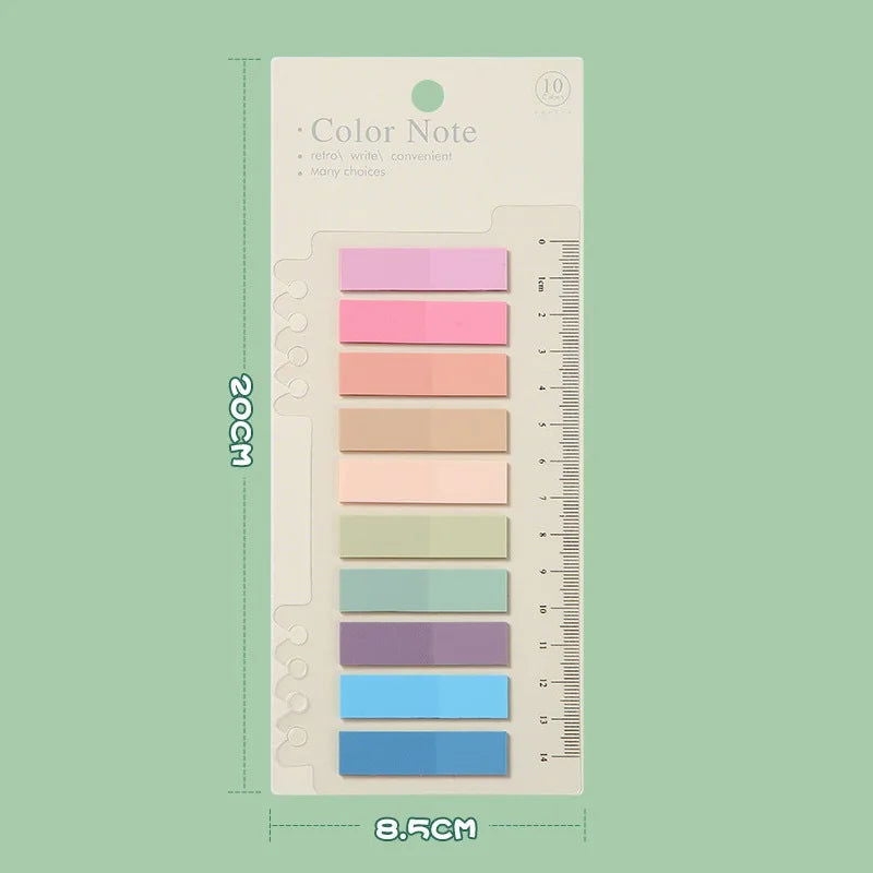 200 Sheets Morandi Transparent Fluorescent Index Tabs PET Flags Memo Sticky Note for Page Marker Planner Stickers Office School - Slobuy