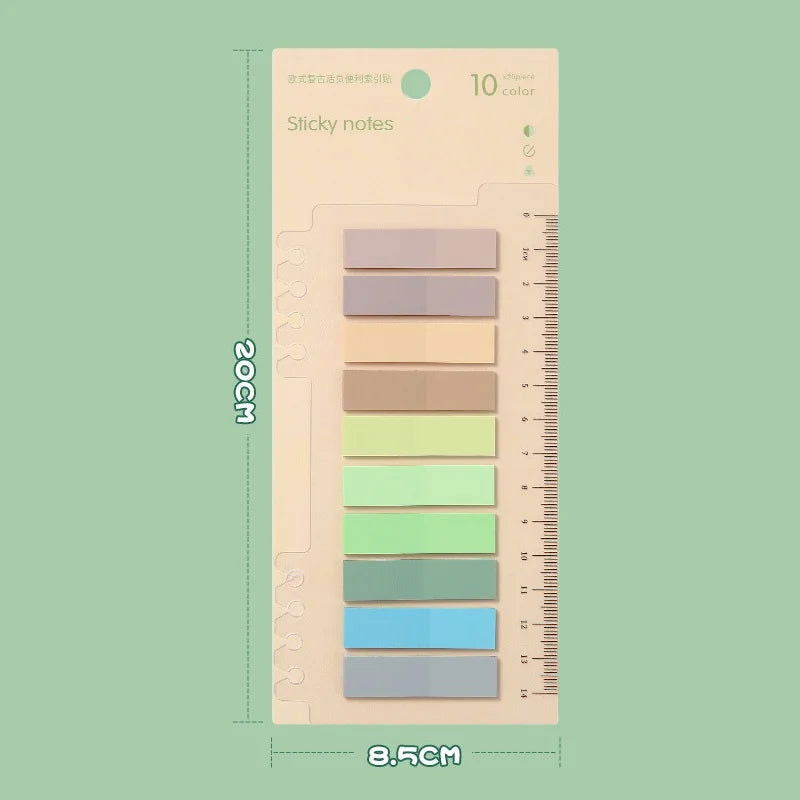 200 Sheets Morandi Transparent Fluorescent Index Tabs PET Flags Memo Sticky Note for Page Marker Planner Stickers Office School - Slobuy