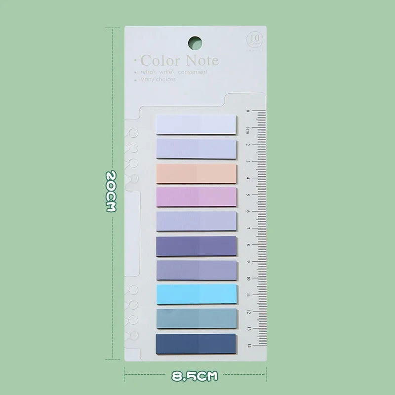 200 Sheets Morandi Transparent Fluorescent Index Tabs PET Flags Memo Sticky Note for Page Marker Planner Stickers Office School - Slobuy