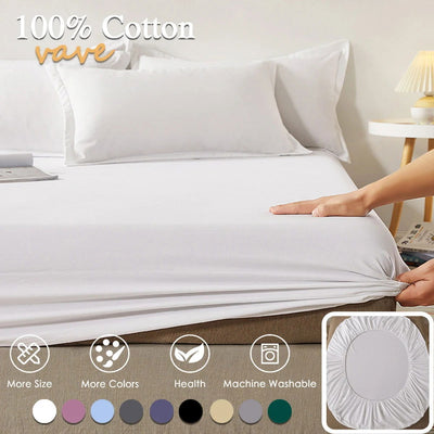 100% Cotton Fitted Sheet with Elastic Bands Non Slip Adjustable Mattress Covers for Single Double King Queen Bed,140/160/200cm - Slobuy