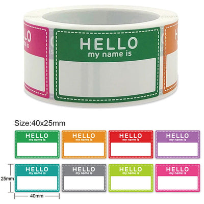 200pcs Color Blank Name Stickers "Hello My Name Is" Name Label Personalized Signature Design School Office Baby Newborn Name Tag - Slobuy