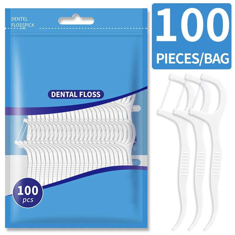 200pcs Dental Floss and Plastic Toothpicks for One-time Cleaning of Dental Gaps-Oral Care - Slobuy